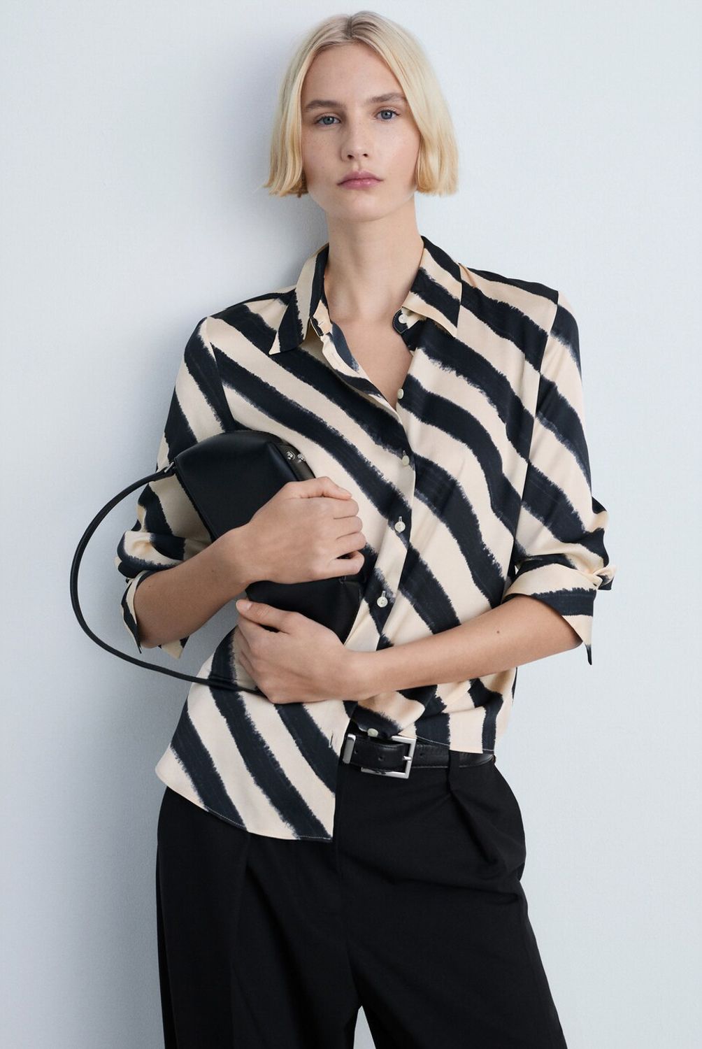 MANGO - Camisa Satinada Estampada Mujer Mango