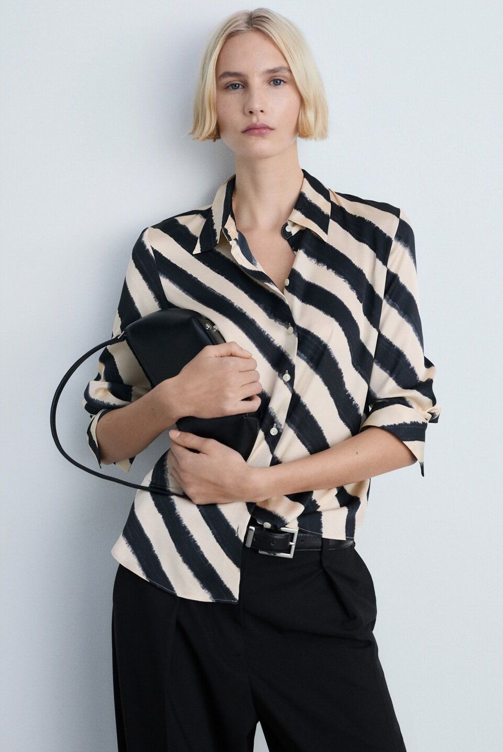 MANGO - Camisa Satinada Estampada Mujer Mango