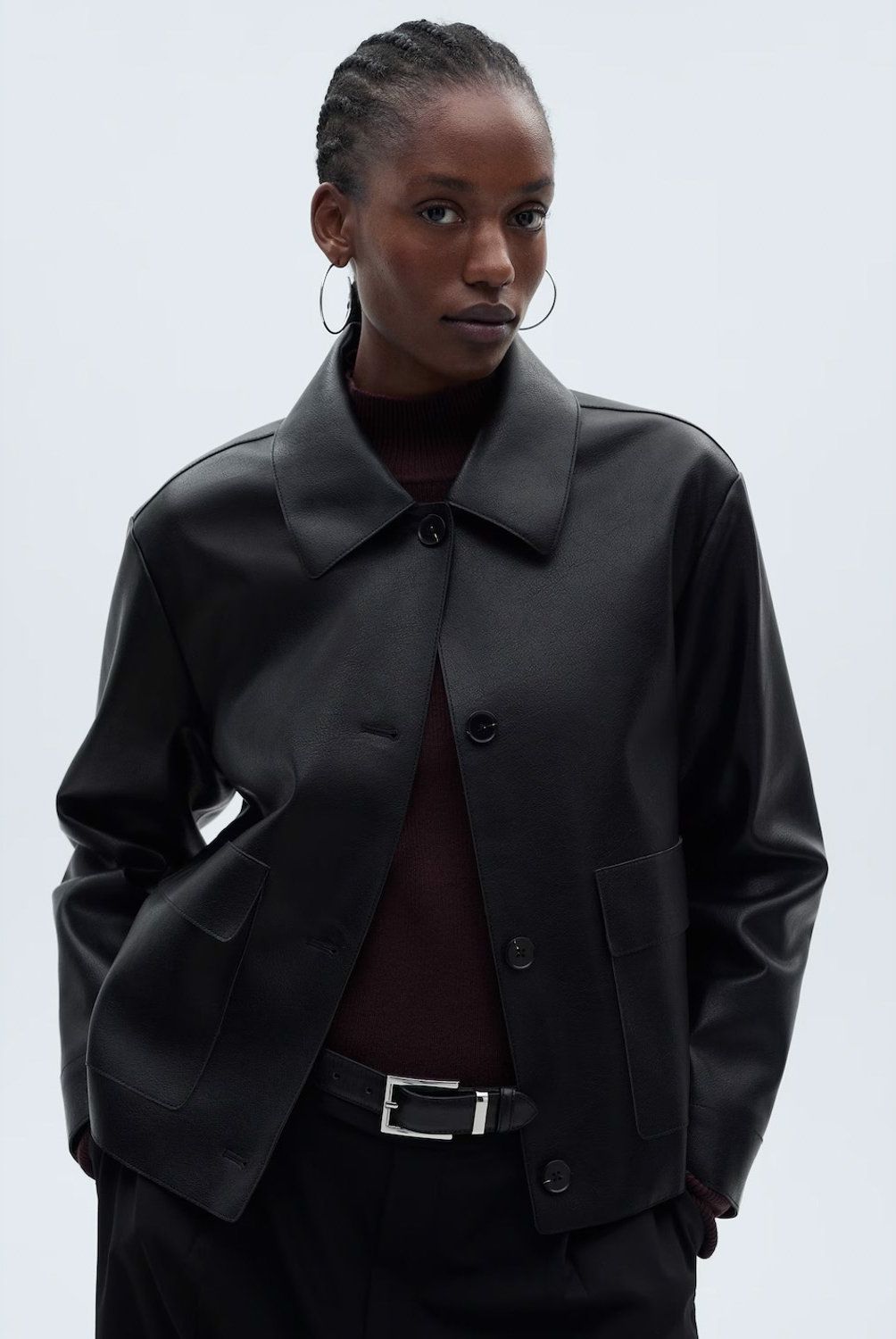 MANGO - Chaqueta Efecto Piel Bolsillos Mujer Mango
