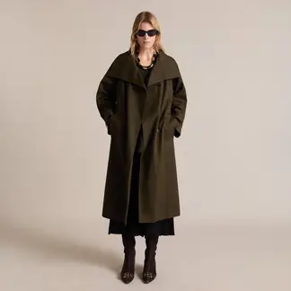 MANGO - Trench Largo Doble Botonadura Mujer