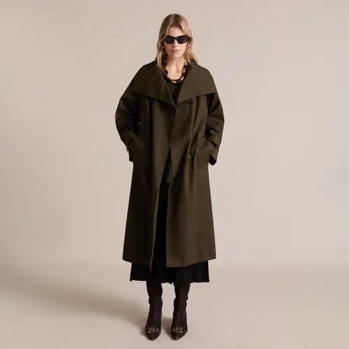 MANGO - Trench Largo Doble Botonadura Mujer