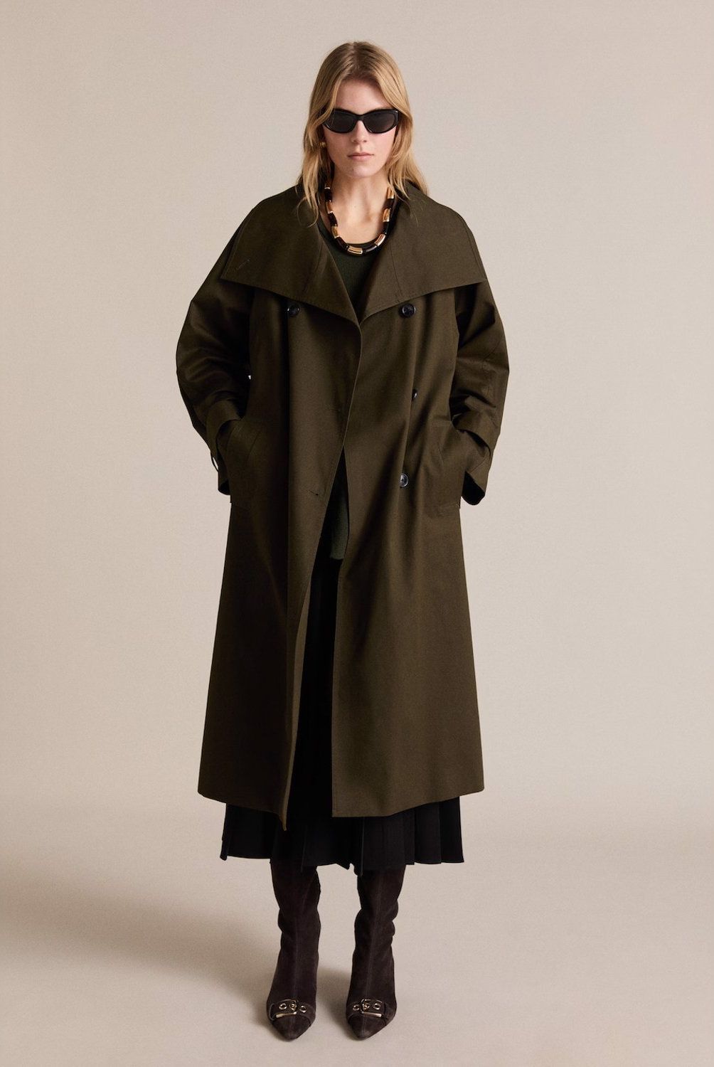MANGO - Trench Largo Doble Botonadura Mujer Mango