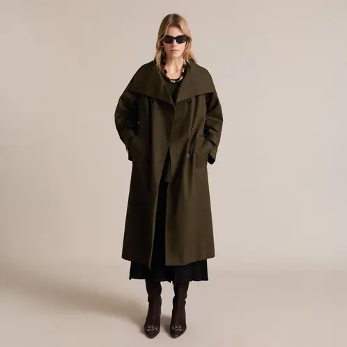 MANGO - Trench Largo Doble Botonadura Mujer