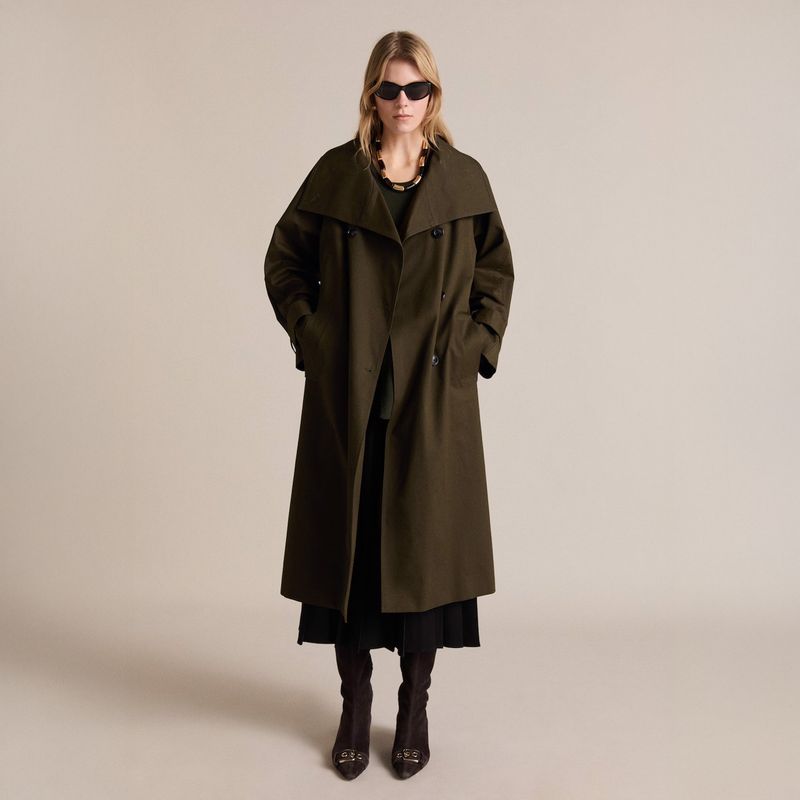 MANGO - Trench Largo Doble Botonadura Mujer Mango