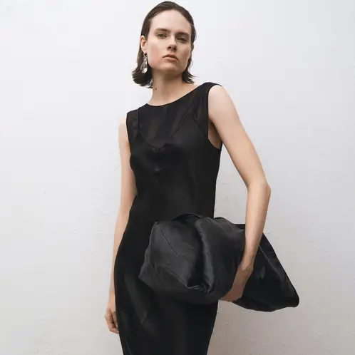 MANGO - Vestido Satinado Combinado Mujer