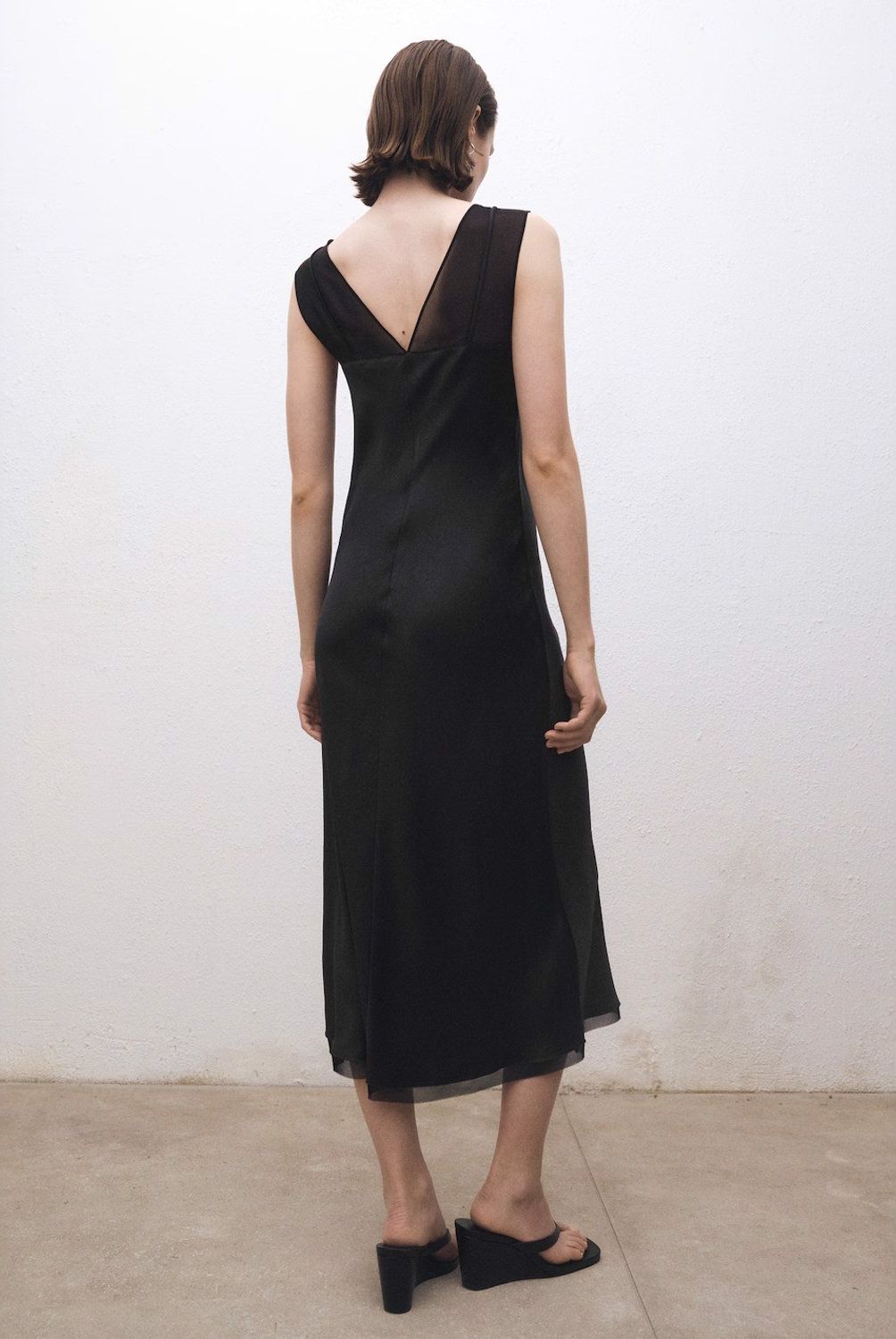 MANGO - Vestido Satinado Combinado Mujer Mango