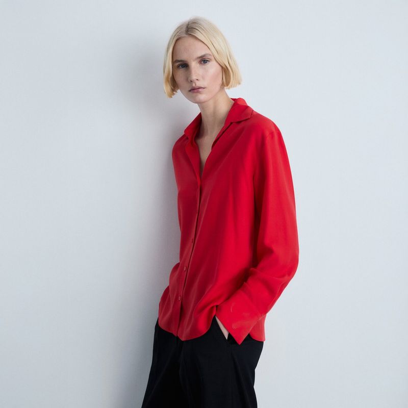 MANGO - Camisa Fluida Lyocell Mujer Mango