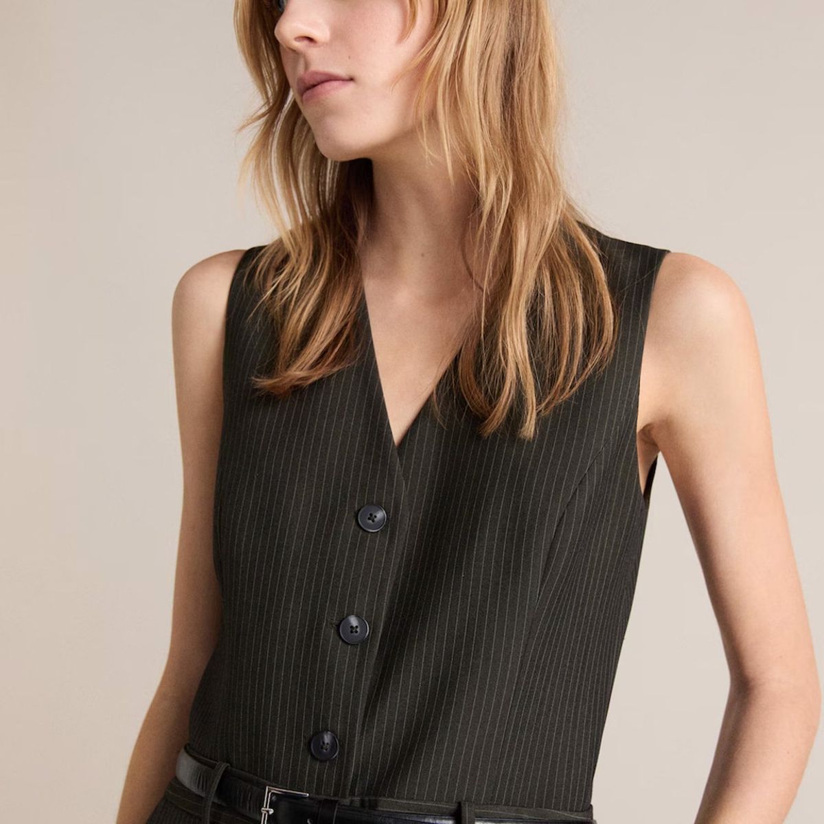 MANGO - Enterito Raya Diplomática Cinturón Mujer Mango