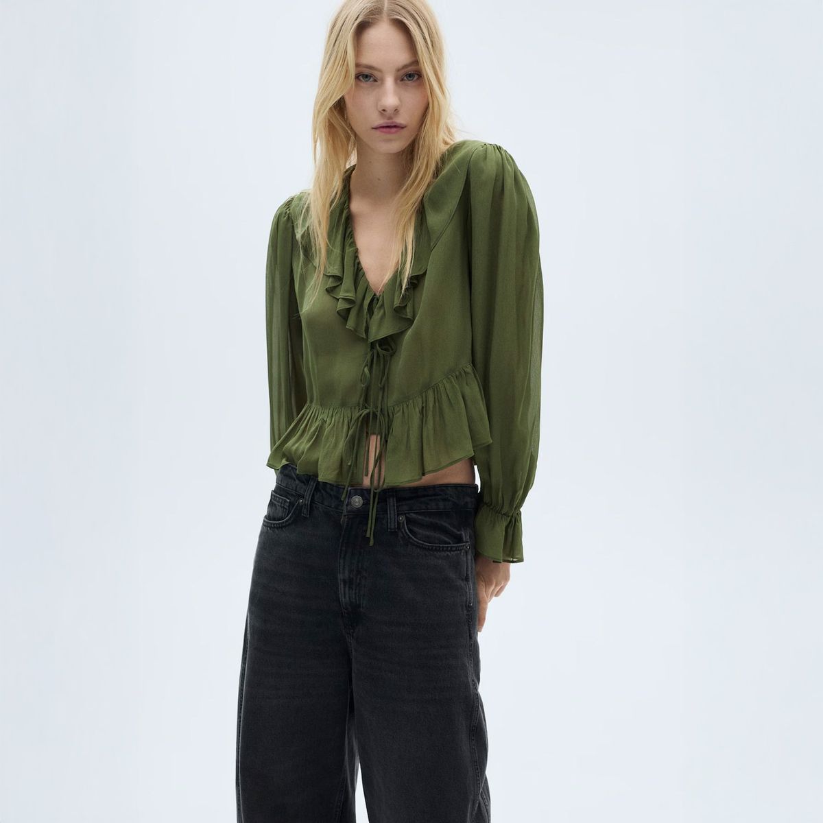 MANGO - Blusa Volantes Mujer Mango