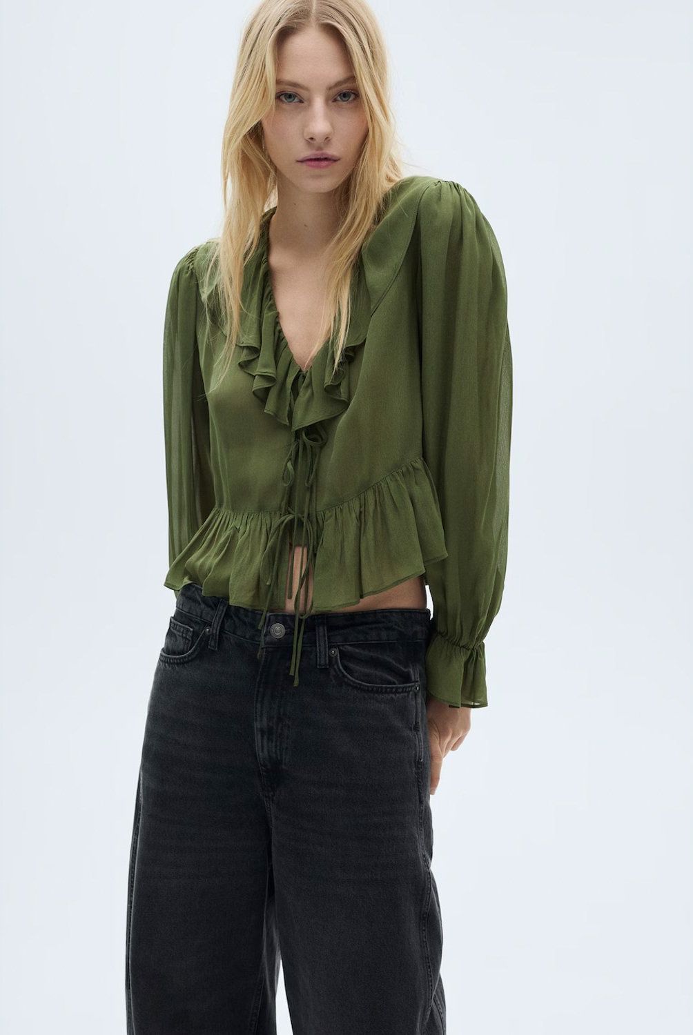 MANGO - Blusa Volantes Mujer Mango