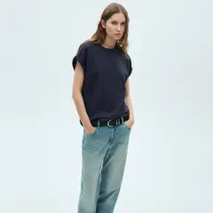 MANGO - Polera Algodón Manga Corta Mujar