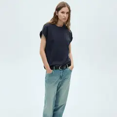 MANGO - Polera Algodón Manga Corta Mujar