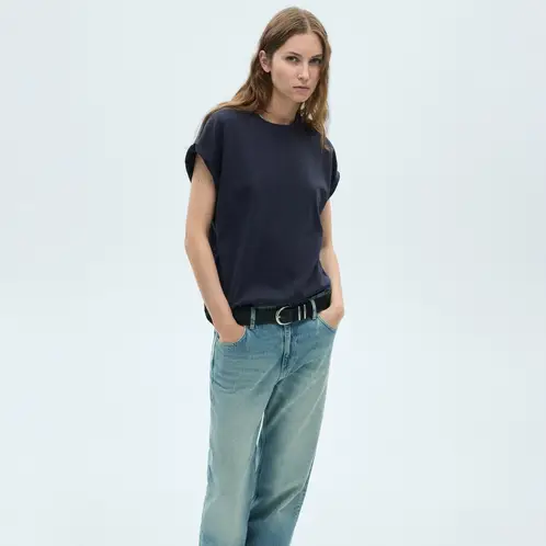 MANGO - Polera Algodón Manga Corta Mujar