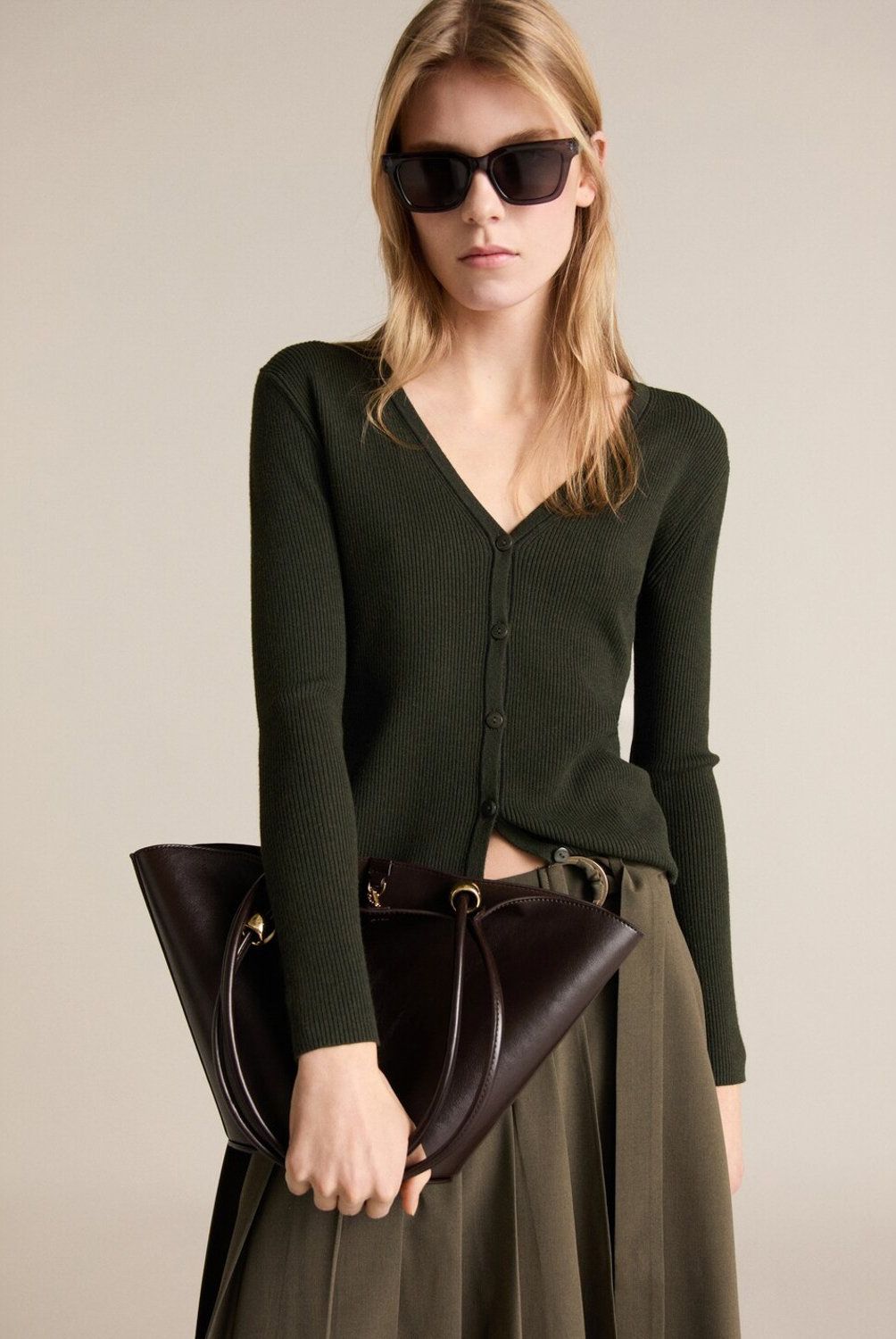 MANGO - Cárdigan Punto Cuello Pico Mujer Mango