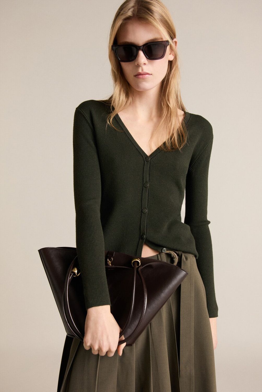 MANGO - Cárdigan Punto Cuello Pico Mujer Mango
