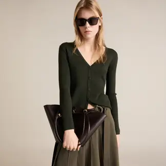 MANGO - Cárdigan Punto Cuello Pico Mujer