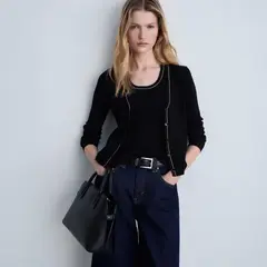 MANGO - Cárdigan Punto Cuello Pico Mujer
