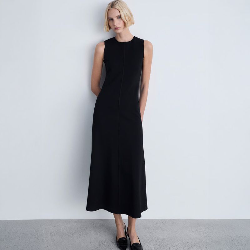 MANGO - Vestido Midi Evasé Mujer Mango