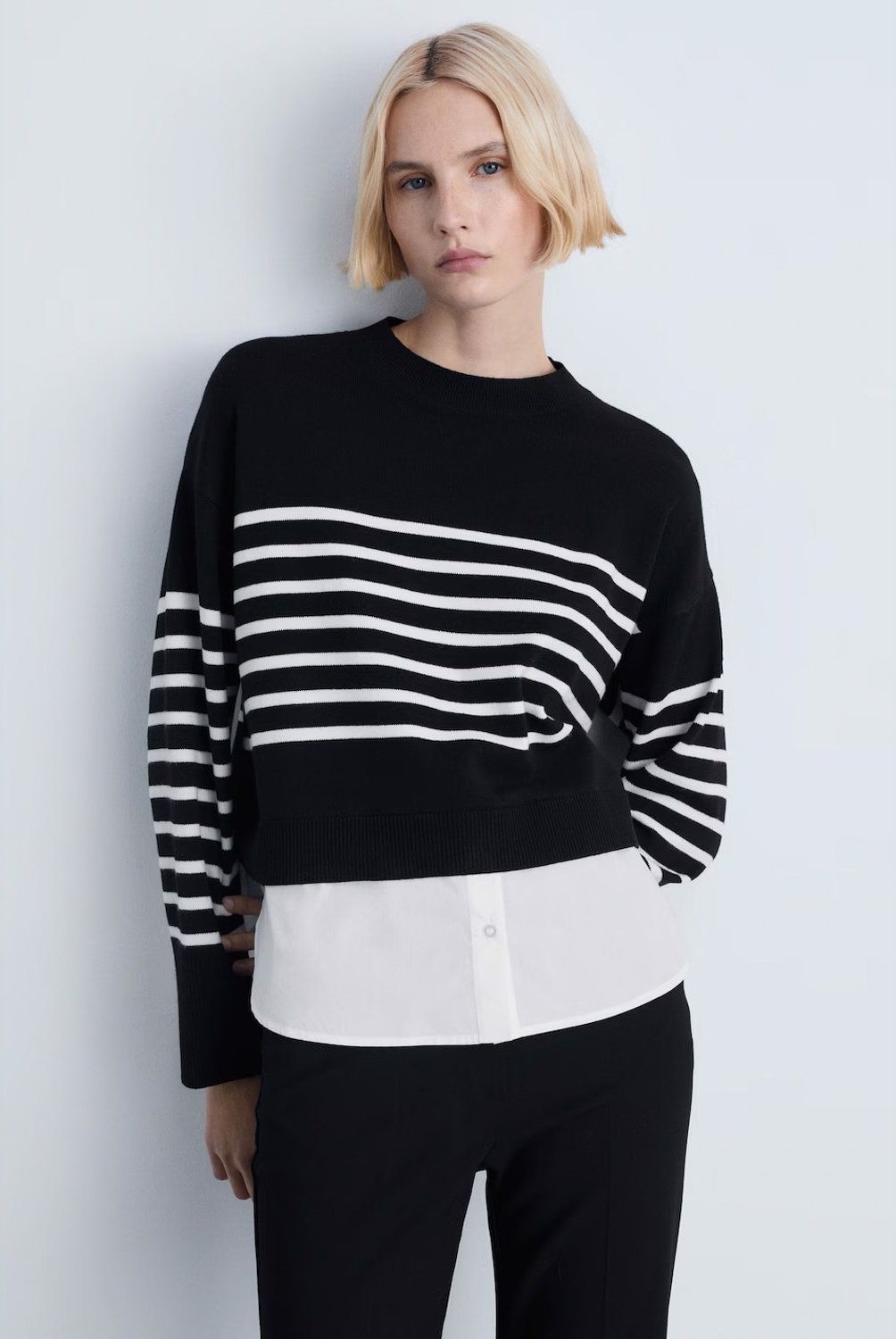 MANGO - Sweater Punto Combinado Mujer Mango