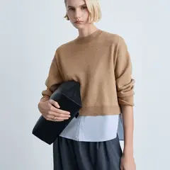 MANGO - Sweater Punto Combinado Mujer