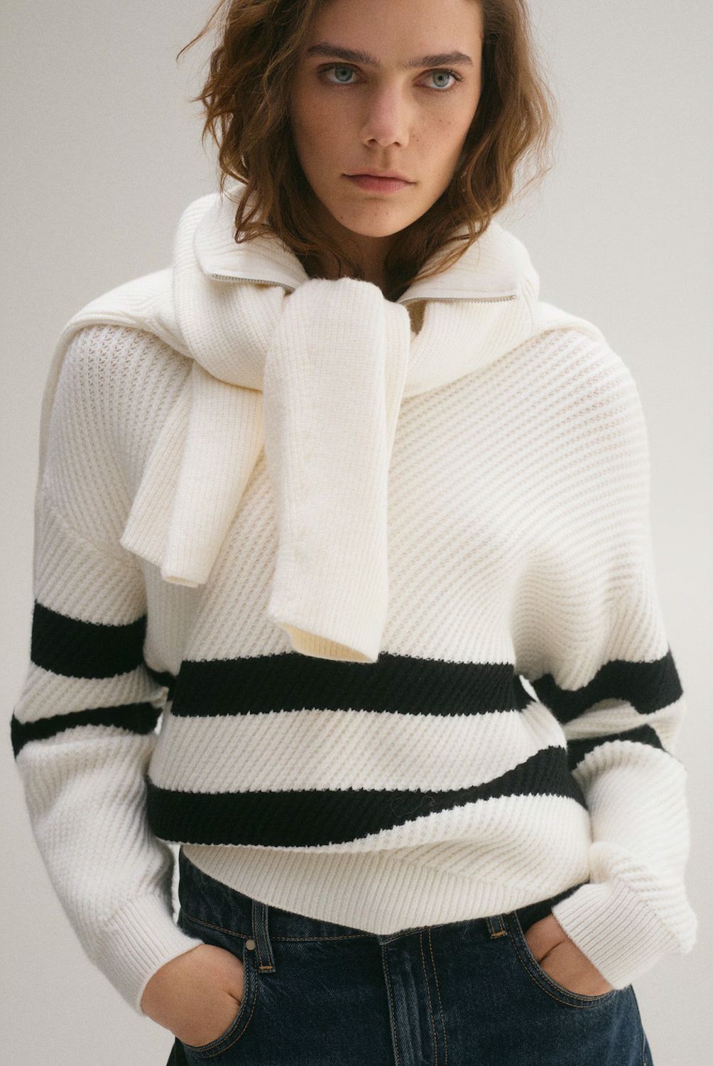 MANGO - Sweater Punto Canalé Rayas Mujer Mango