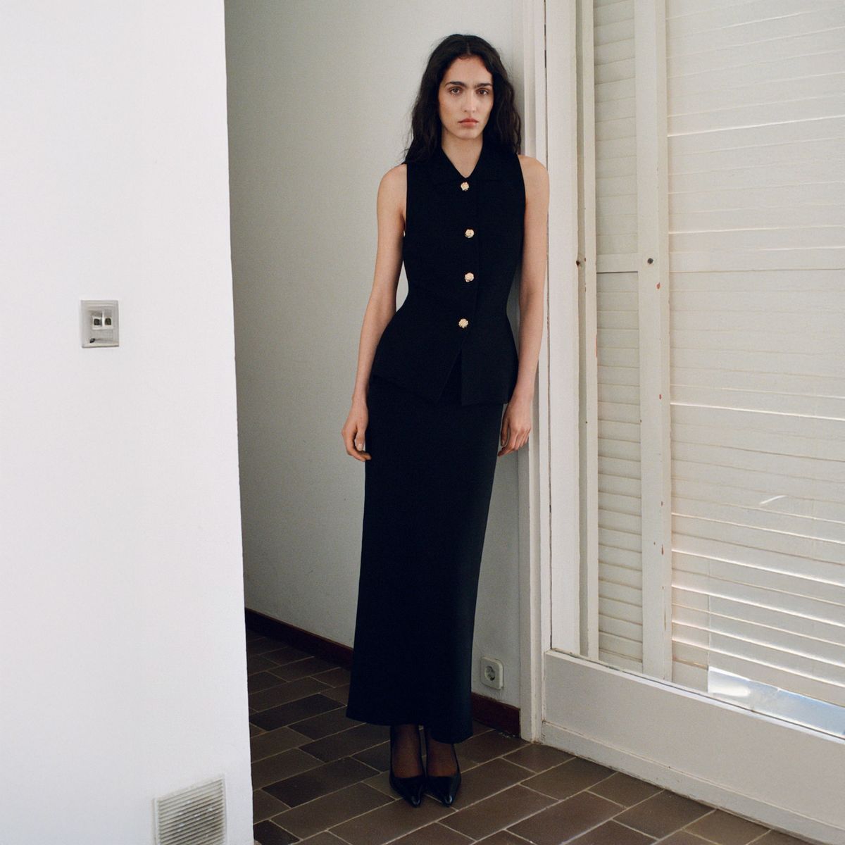 MANGO - Falda Midi Punto Fino Mujer Mango