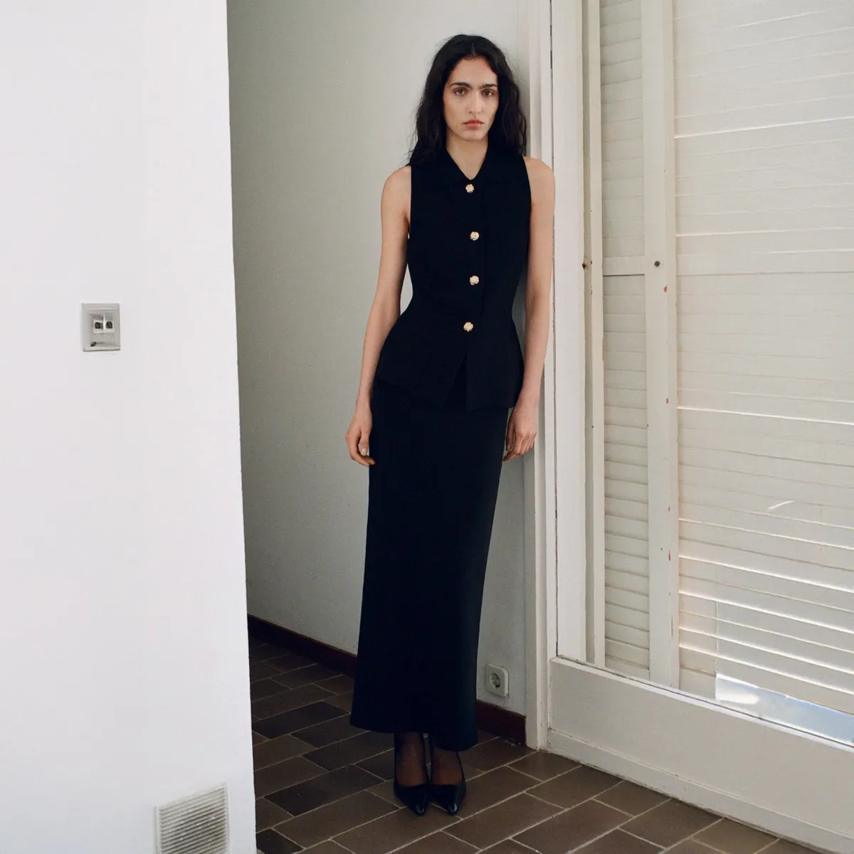 MANGO - Falda Midi Punto Fino Mujer Mango