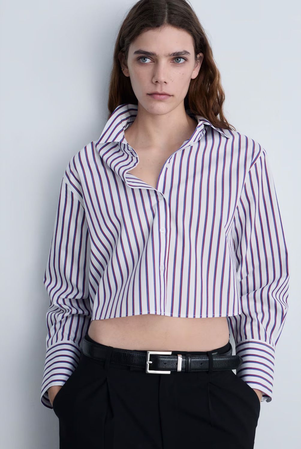 MANGO - Camisa Crop Rayas Mujer Mango