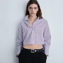 MANGO - Camisa Crop Rayas Mujer