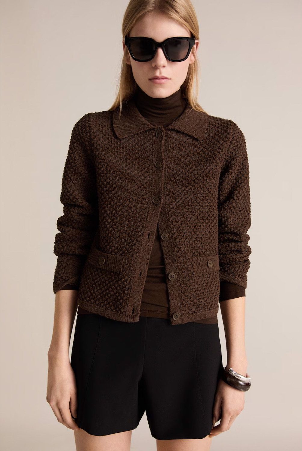 MANGO - Chaqueta Punto Cuello Polo Mujer Mango