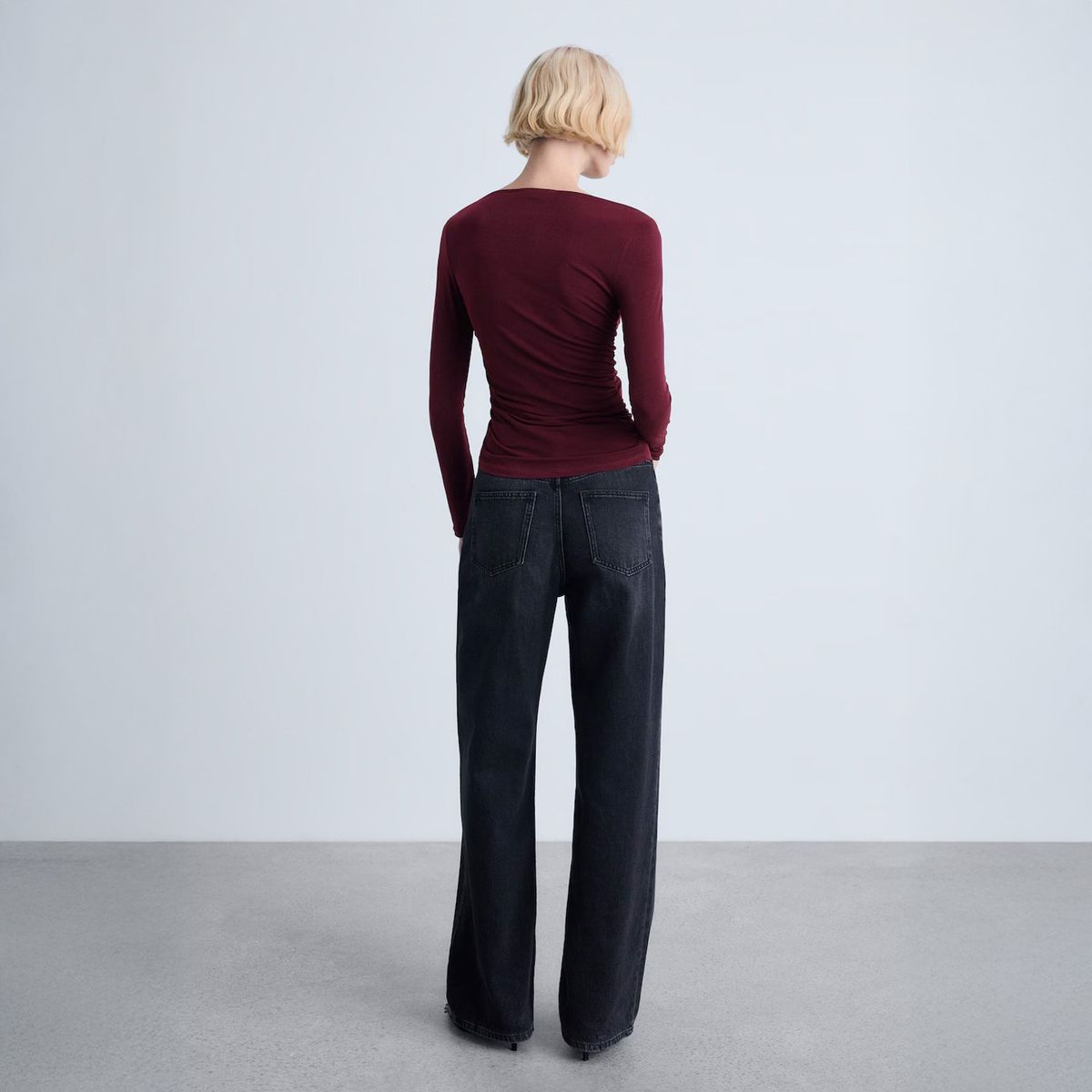 MANGO - Polera Drapeada Slim Fit Mujar Mango