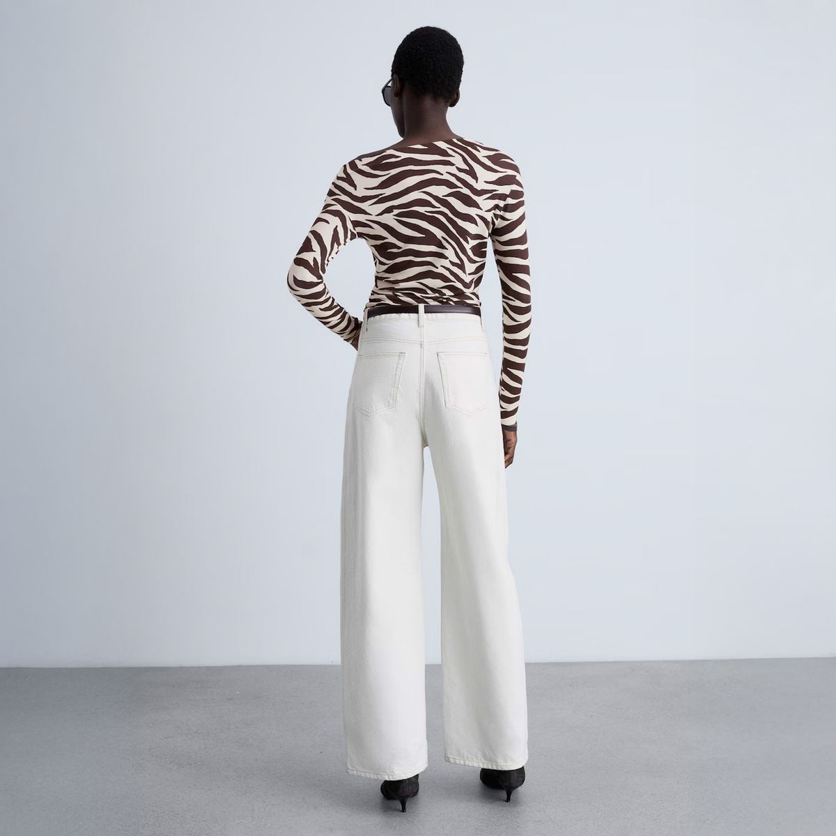 MANGO - Polera Cebra Cuello Asimétrico Mujar Mango