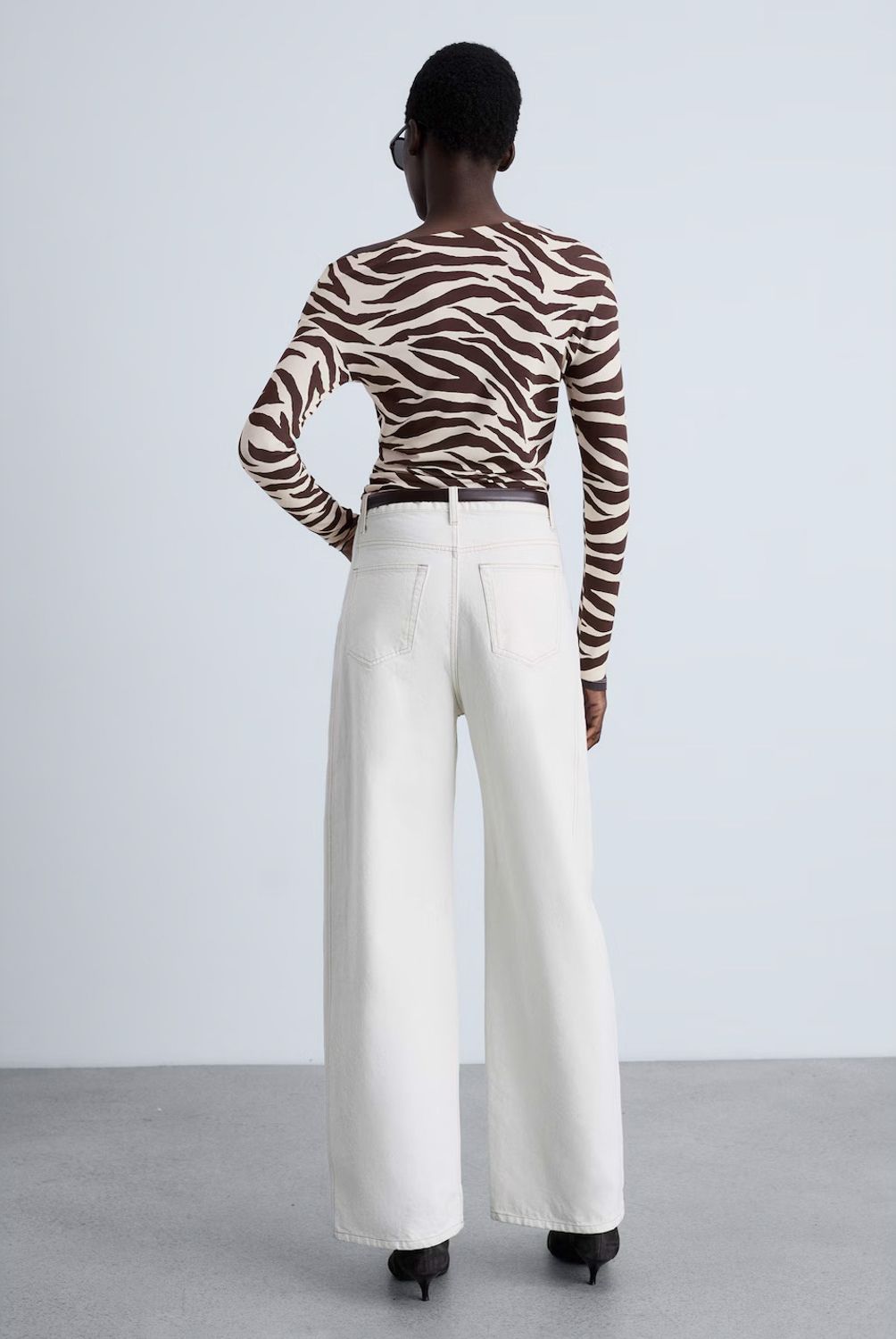 MANGO - Polera Cebra Cuello Asimétrico Mujar Mango