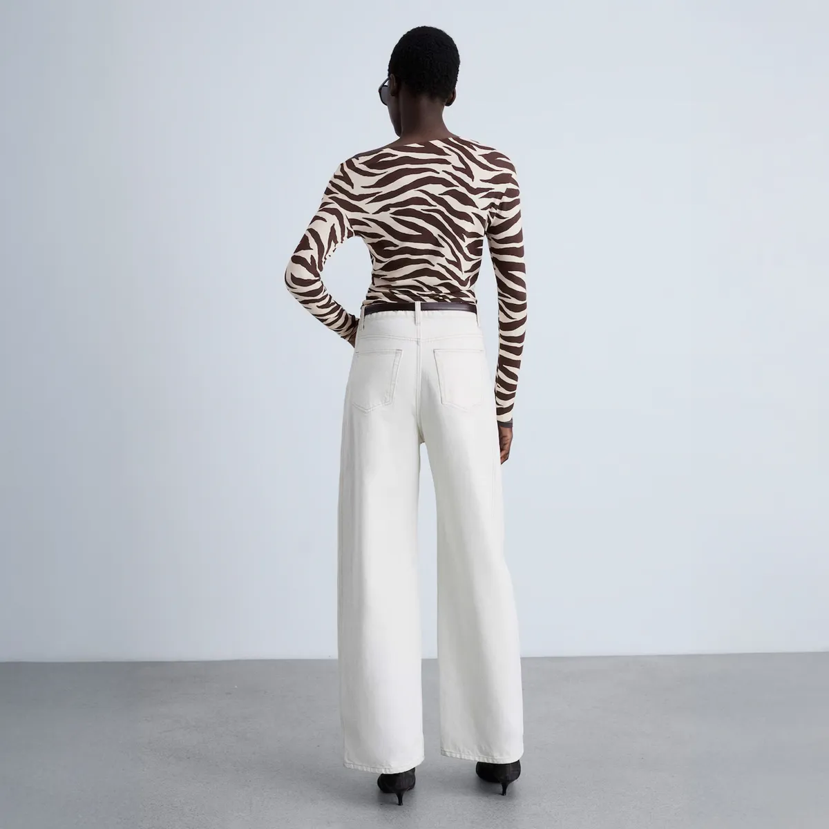 MANGO - Polera Cebra Cuello Asimétrico Mujar Mango