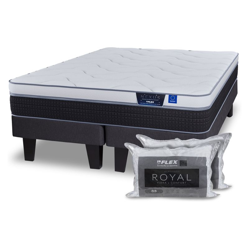 FLEX - Cama Europea Nexus 2 Plazas X 2.00Mt Base Dividida + Alm Flex