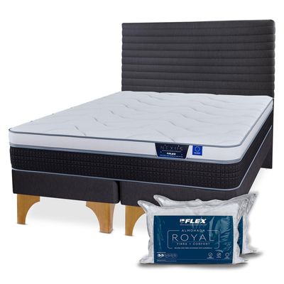 Imagen 2 del producto Cama Europea Nexus 2 Plazas Box Bd+ Respaldo + 2 Almohadas