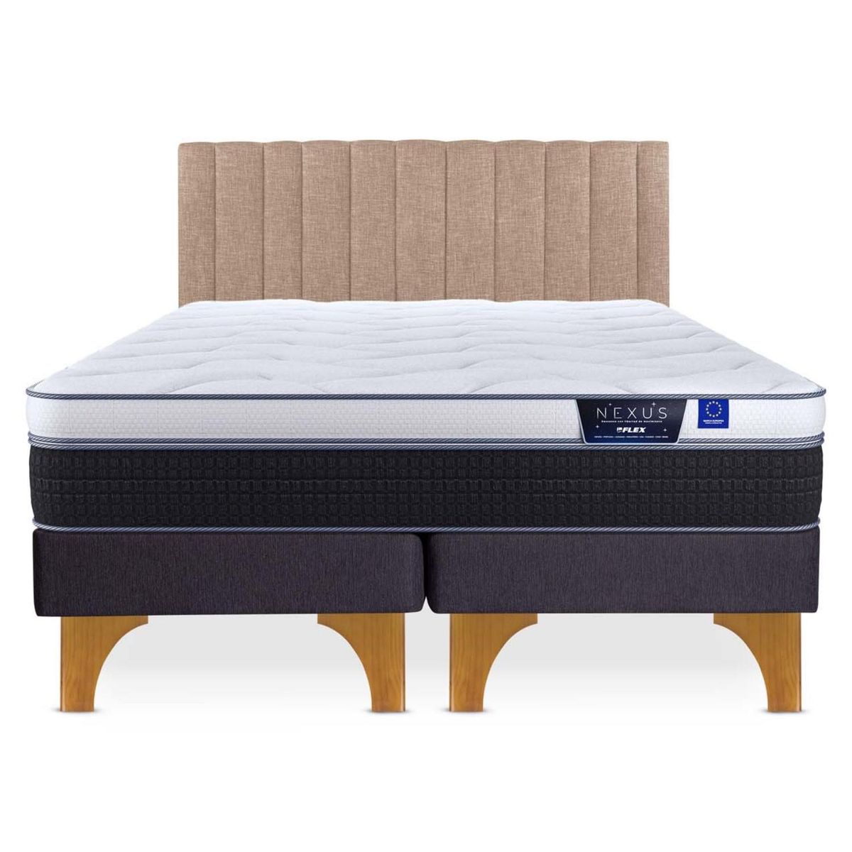 FLEX - Cama Europea Nexus 2 Plazas x 2.00mt Base Dividida + Respaldo Flex