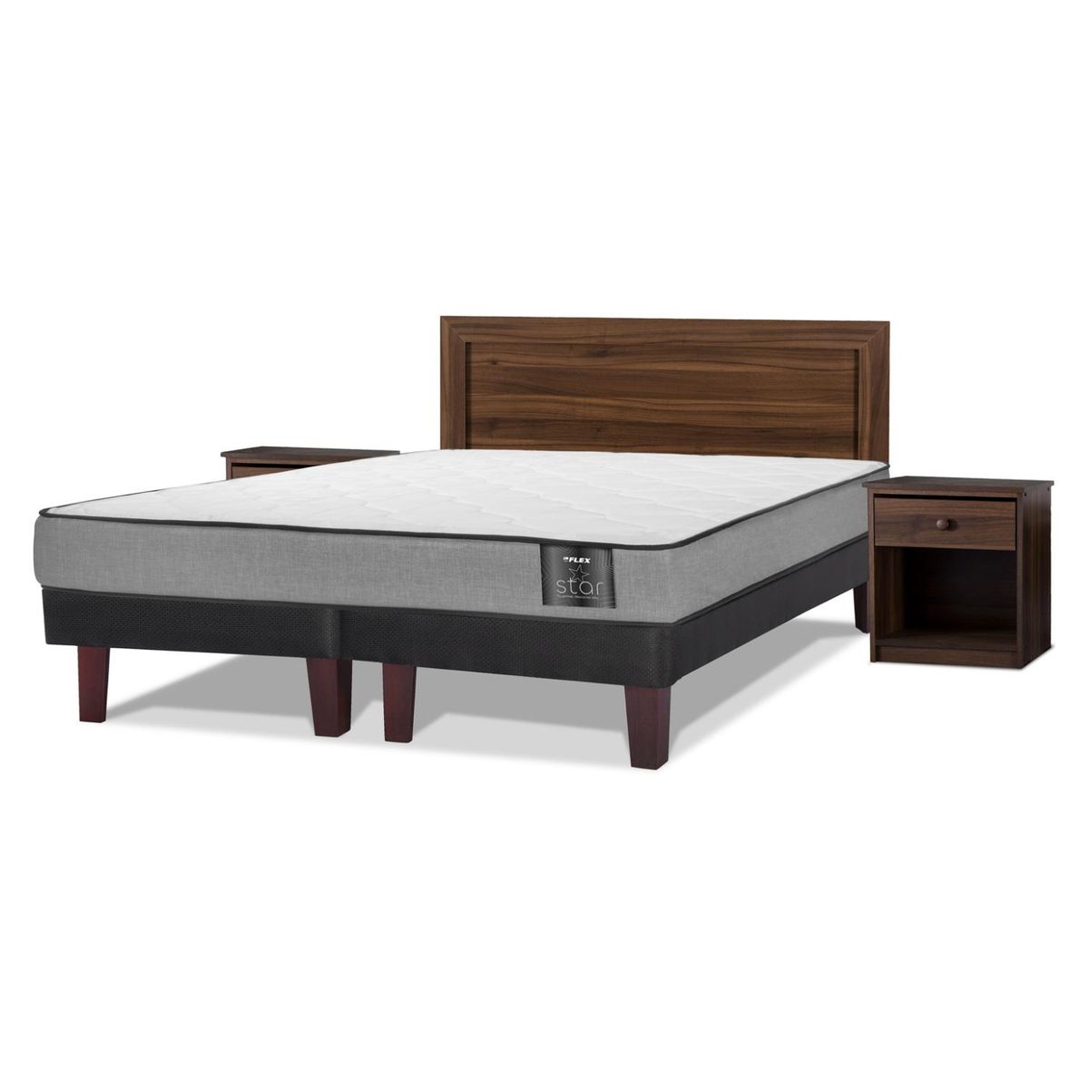 FLEX - Cama Europea Star 2 Plazas Base Dividida + Set Asturias Flex