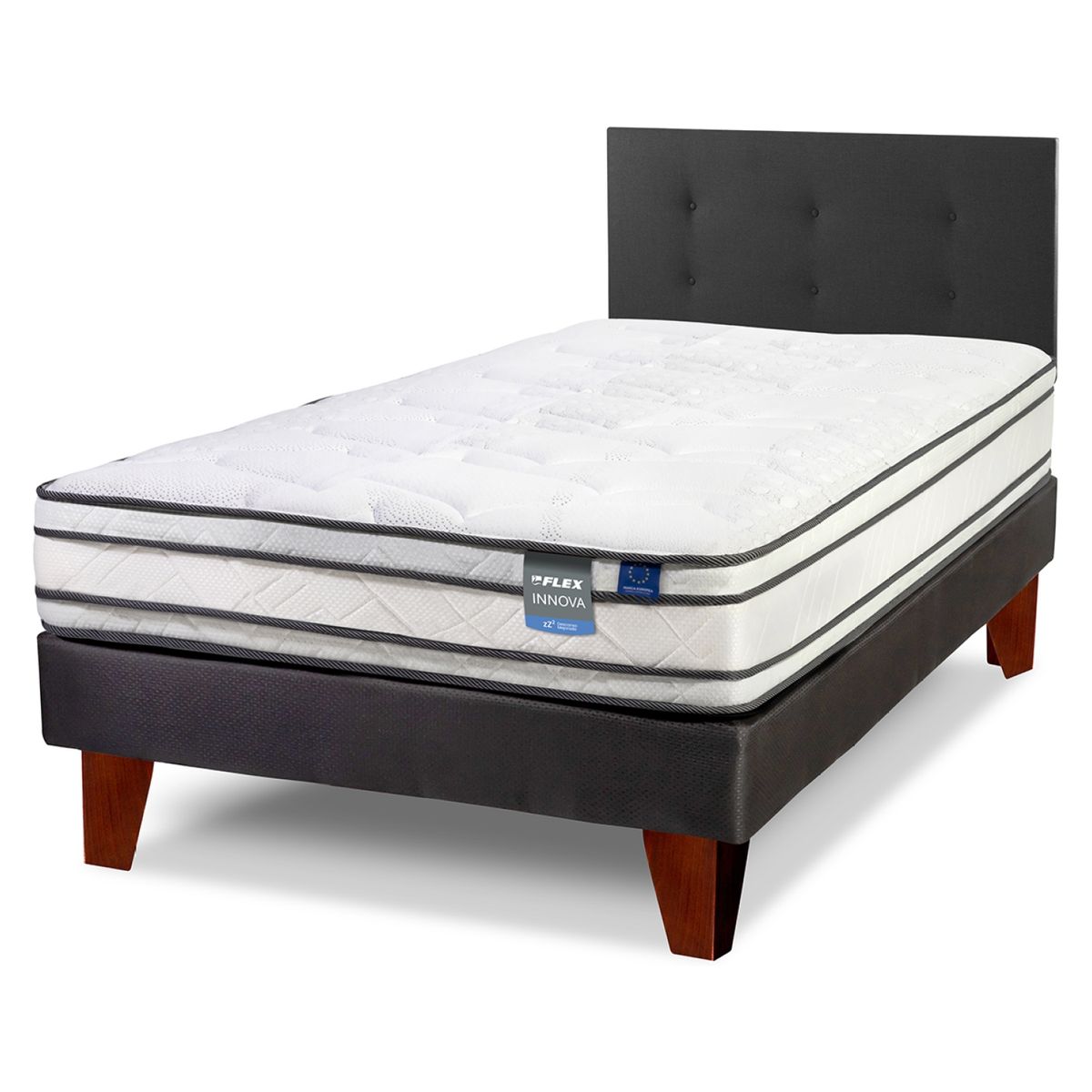 FLEX - Cama Europea Innova 1 Plaza Box + Respaldo Flex