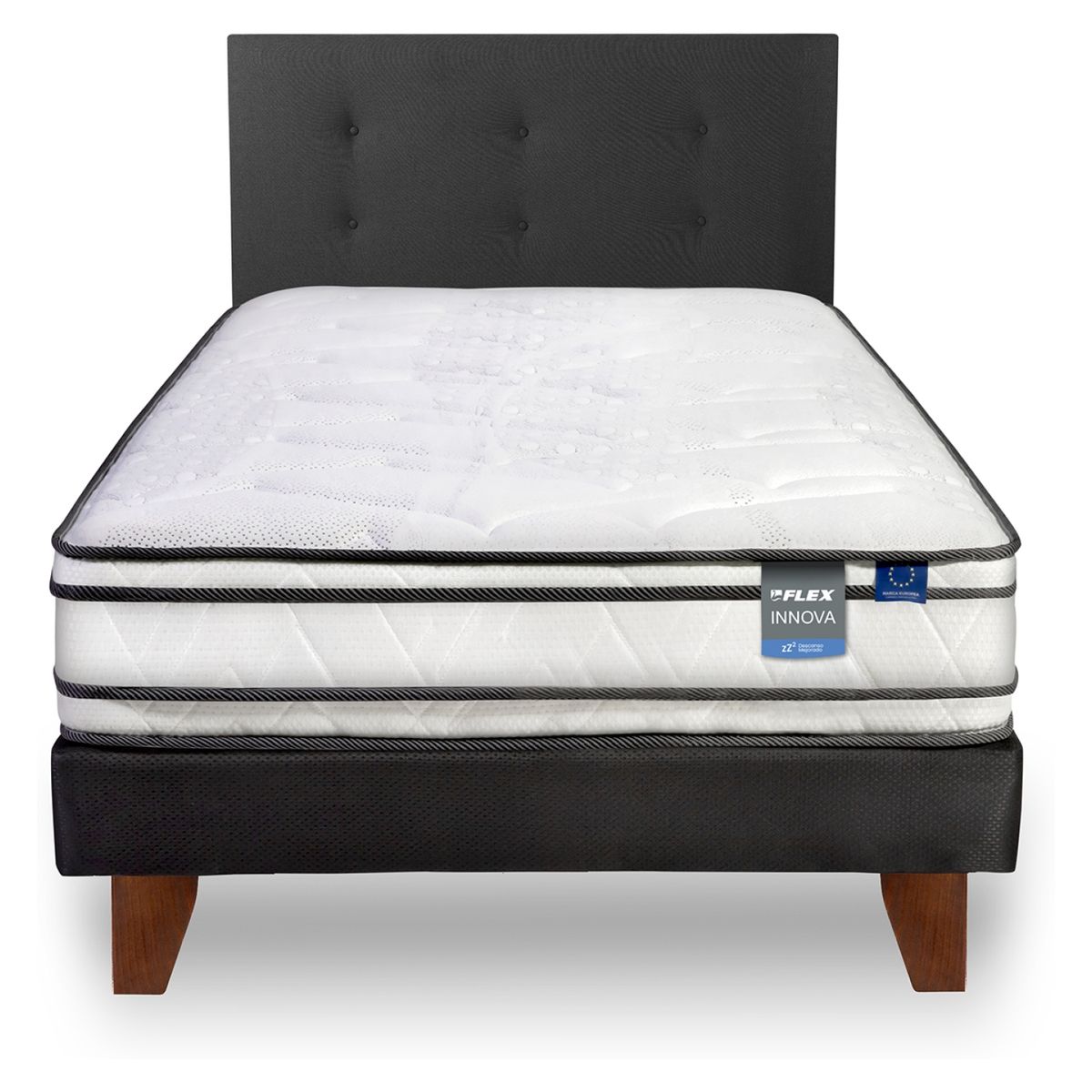 FLEX - Cama Europea Innova 1 Plaza Box + Respaldo Flex