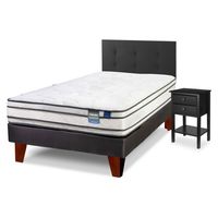 Cama Europea Innova 1 .5 Plaza Box + Respaldo + Velador