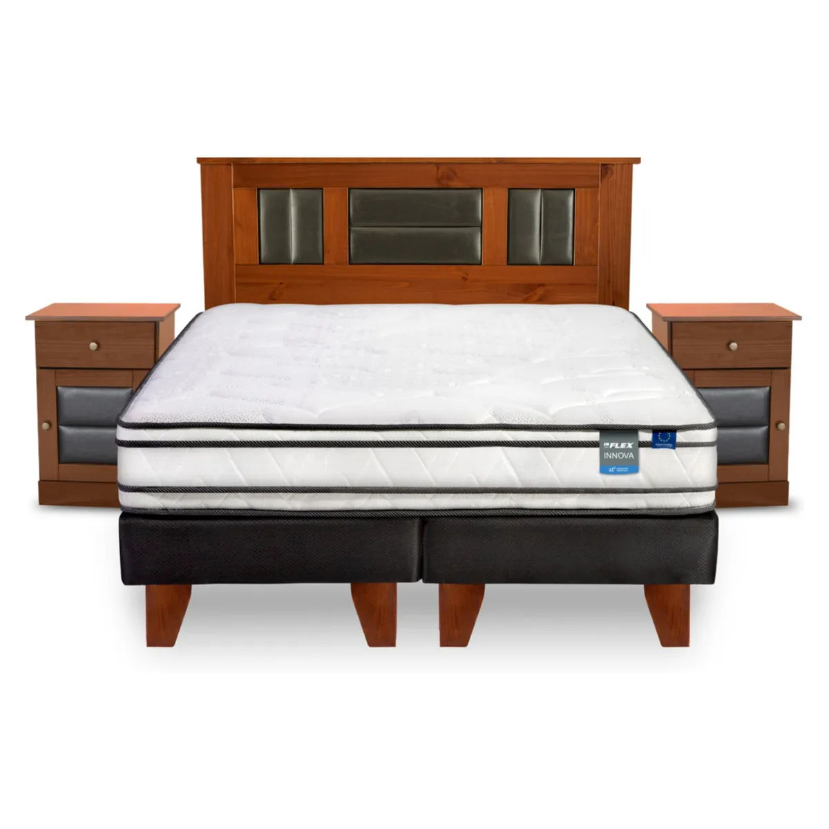 FLEX - Cama Europea Innova 2 Plazas Box Bd + Set Lorraine Flex