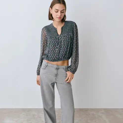 BROWNIE - Blusa Smock Estampada Mujer