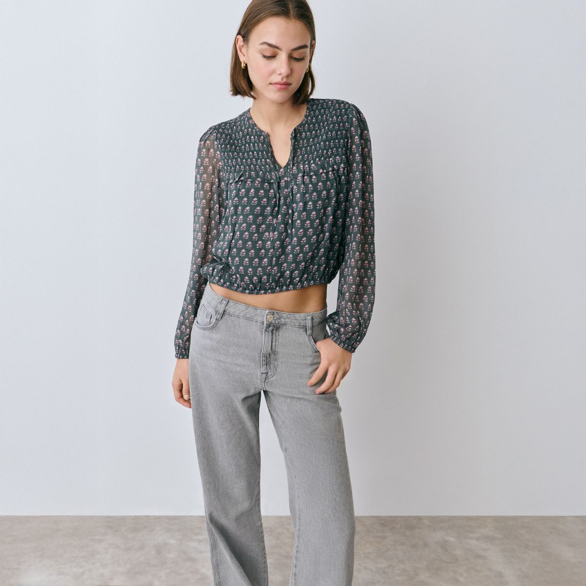 BROWNIE - Blusa Smock Estampada Mujer Brownie