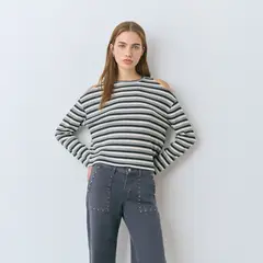 BROWNIE - Polera Rib Raya Cut-Out Hombro Mujer