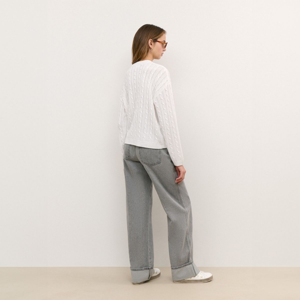 BROWNIE - Sweater Trenzado Perro Bordado Mujer Brownie