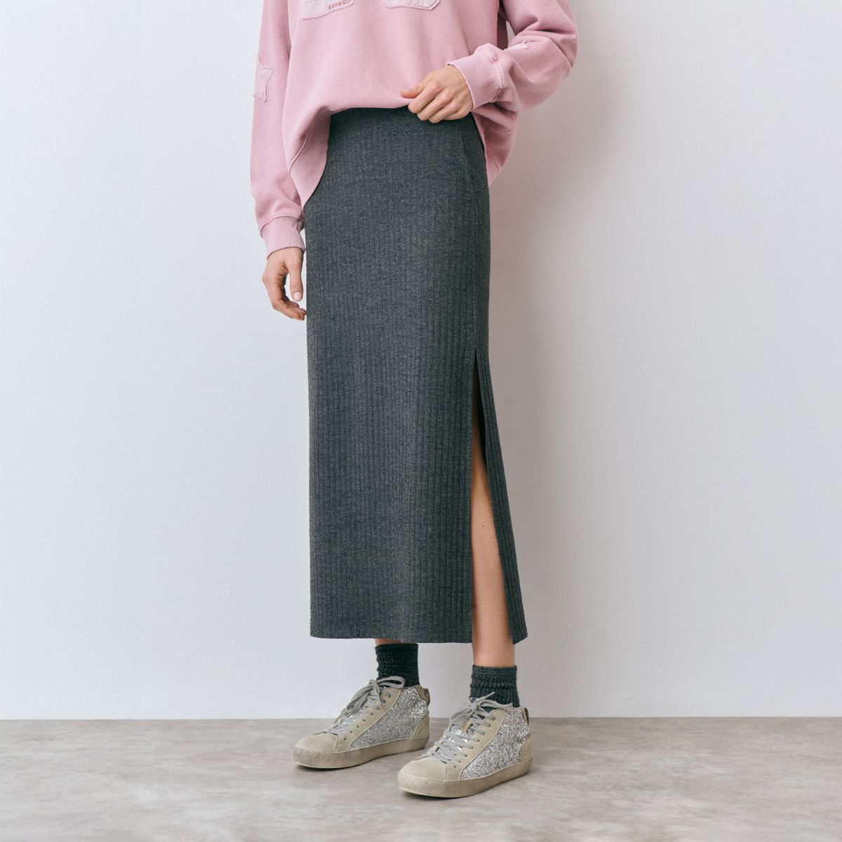 BROWNIE - Falda Midi Canale Soft Touch Mujer Brownie