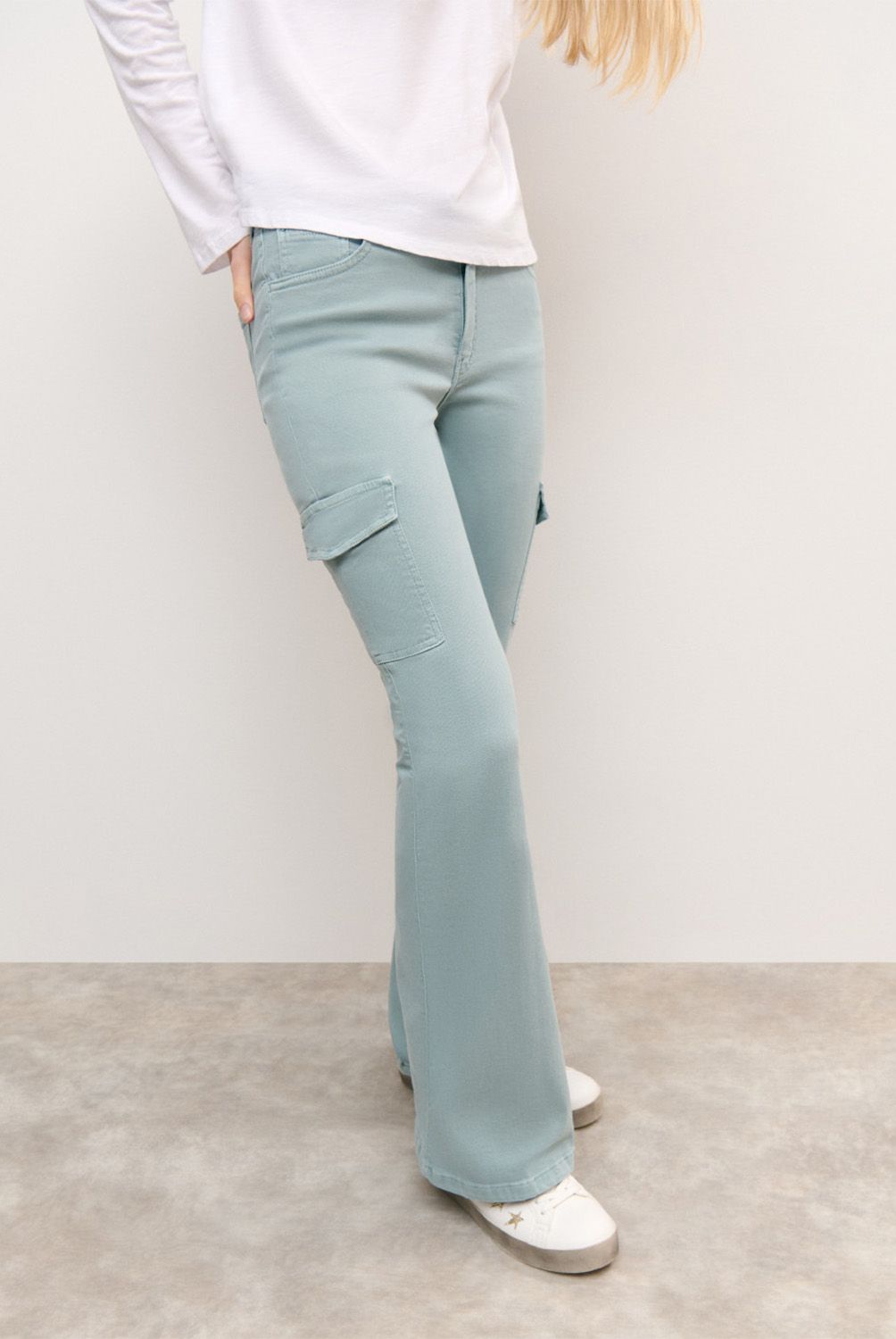 BROWNIE - Pantalón Campana Cargo Mujer Brownie