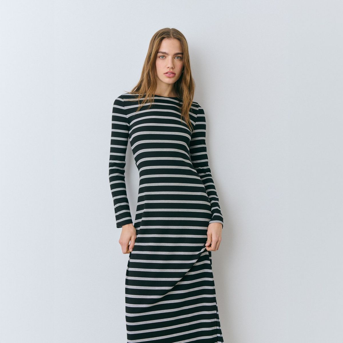 BROWNIE - Vestido Rib Largo Raya Tejida Aria Mujer Brownie