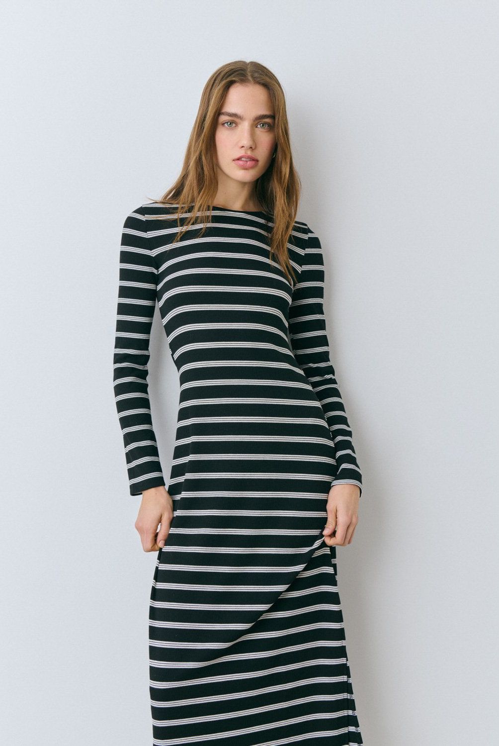 BROWNIE - Vestido Rib Largo Raya Tejida Aria Mujer Brownie